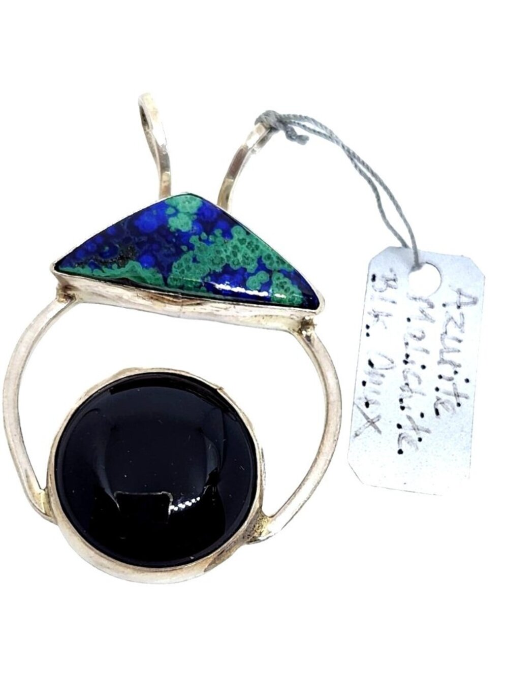 Pendant Silver Azurite Malachite Onyx 13.3 Gr 50mm x 35mm Jerry & Fran Harr Tria